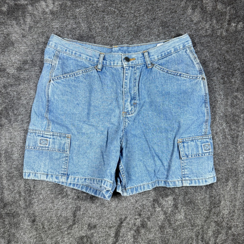 Riders by Lee Womens Light Wash Denim Cargo Shorts Size 12M High Rise Cotton